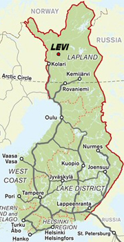 Lokatie van Levi in Finland
